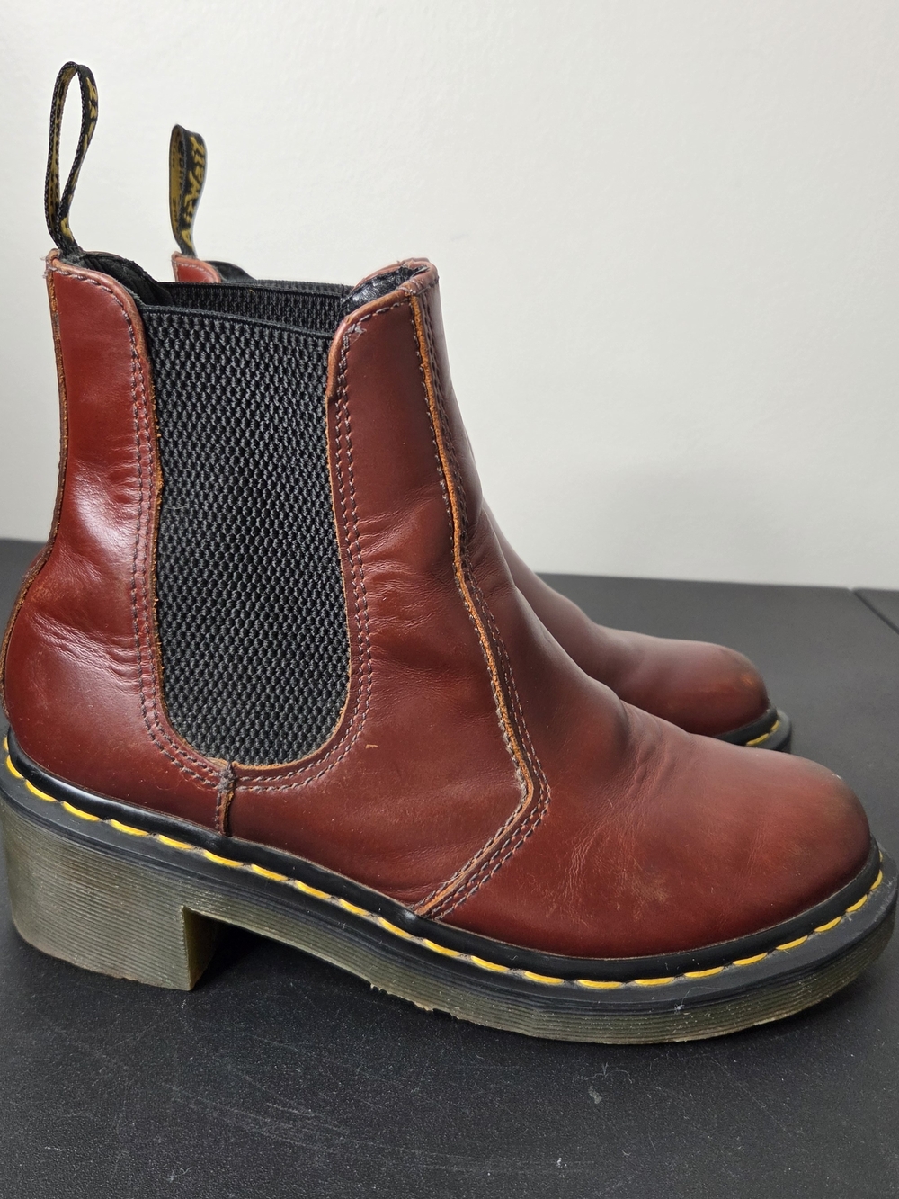 Dr. Martens Women's Cherry Red Leather Candance Heeled Boots